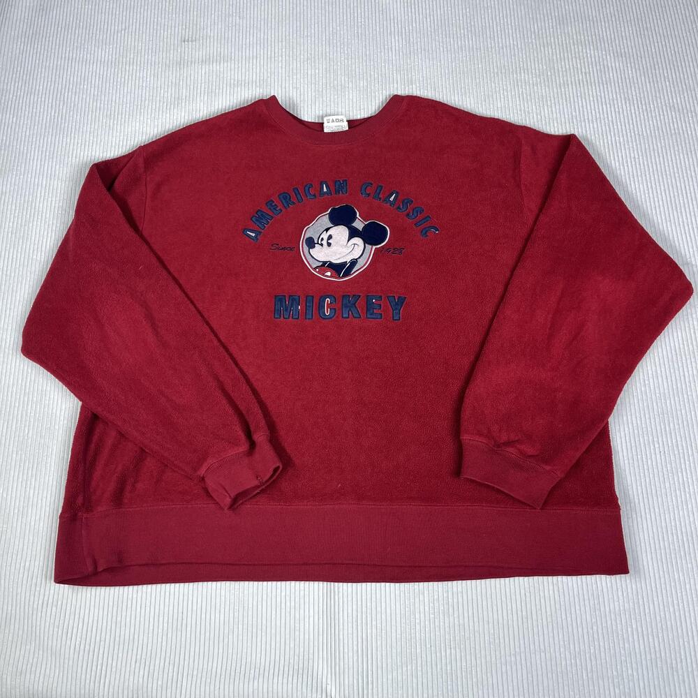 Disney Store Sweatshirt Mens 2XL Red Fleece American Classic Mickey Graphic